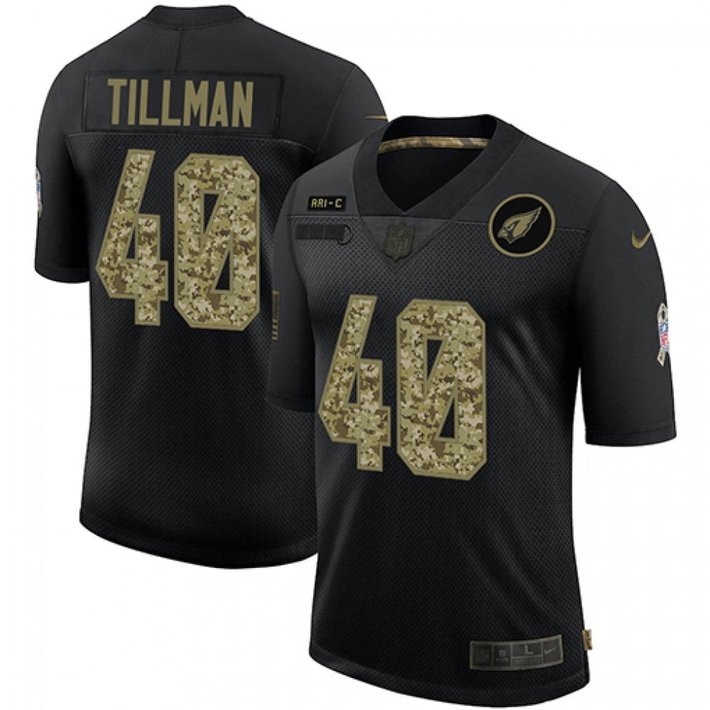 Men's Arizona Cardinals #40 Pat Tillman 2020 Black Camo Salute To Service Stitched Jersey 