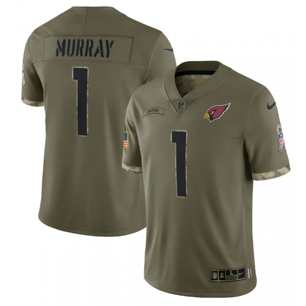Men's Arizona Cardinals #1 Kyler Murray Olive 2022 Salute To Service Limited Stitched Jersey 