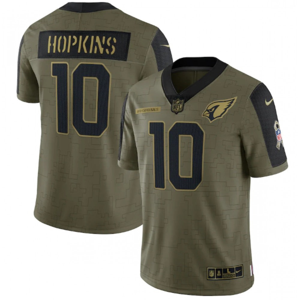Men's Arizona Cardinals #10 DeAndre Hopkins 2021 Olive Salute To Service Limited Stitched Jersey 