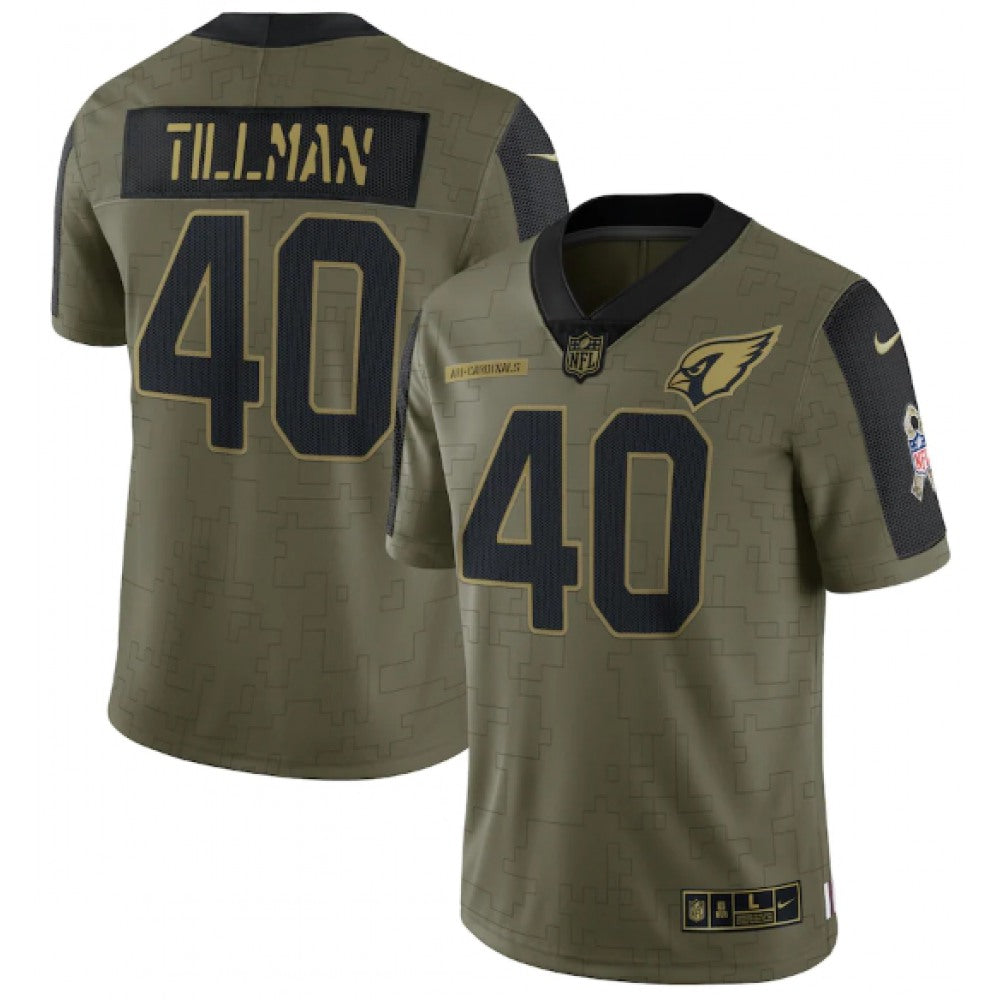 Men's Arizona Cardinals #40 Pat Tillman 2021 Olive Salute To Service Limited Stitched Jersey 