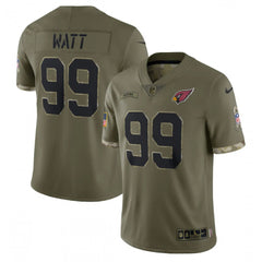 Men's Arizona Cardinals #99 J.J. Watt Olive 2022 Salute To Service Limited Stitched Jersey 