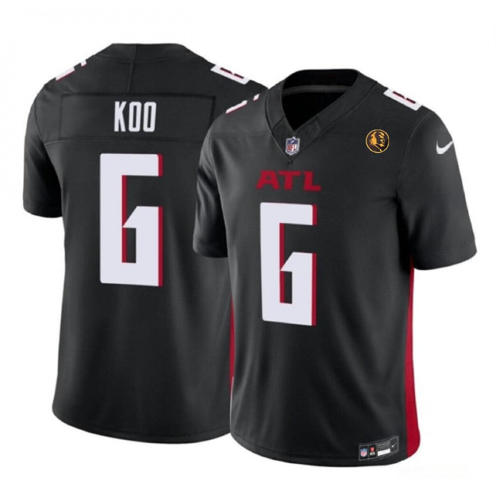 Men's Atlanta Falcons #6 Younghoe Koo Black 2023 F.U.S.E. With John Madden Patch Vapor Limited Stitched Football Jersey 