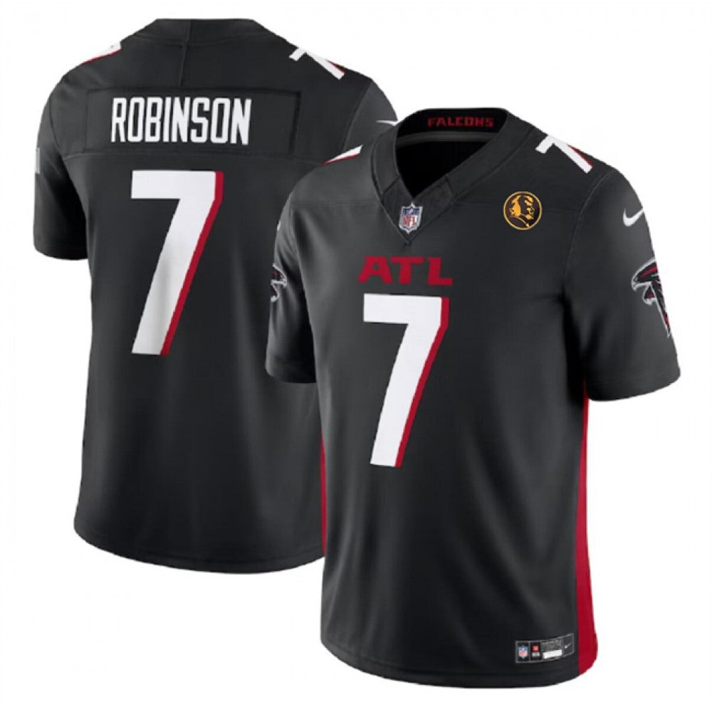 Men's Atlanta Falcons #7 Bijan Robinson Black 2023 F.U.S.E. With John Madden Patch Vapor Limited Stitched Football Jersey 