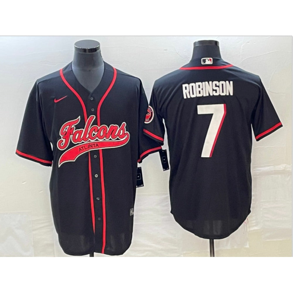 Men's Atlanta Falcons #7 Bijan Robinson Black With Patch Cool Base Stitched Baseball Jersey 