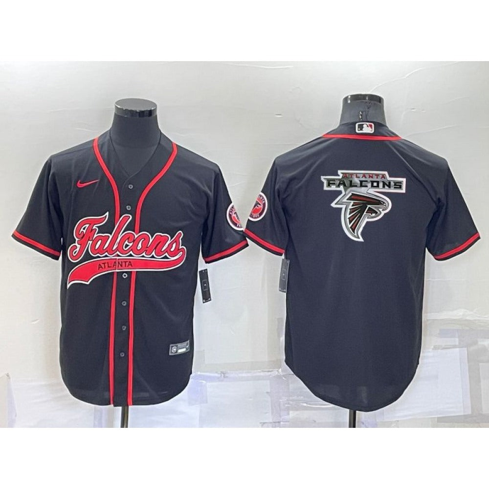 Men's Atlanta Falcons Black Team Big Logo With Patch Cool Base Stitched Baseball Jersey 