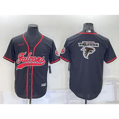 Men's Atlanta Falcons Black Team Big Logo With Patch Cool Base Stitched Baseball Jersey 