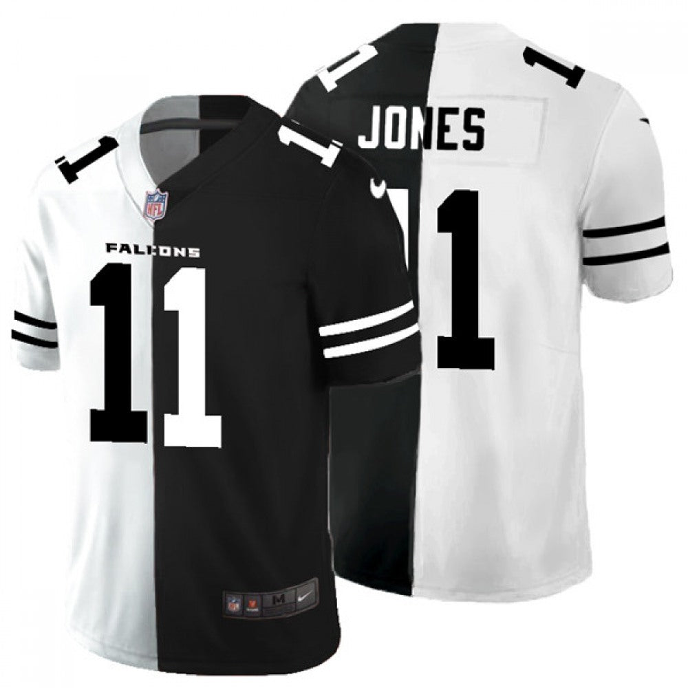 Men's Atlanta Falcons #11 Julio Jones Black & White Split Limited Stitched Jersey Limited Stitched Jersey 