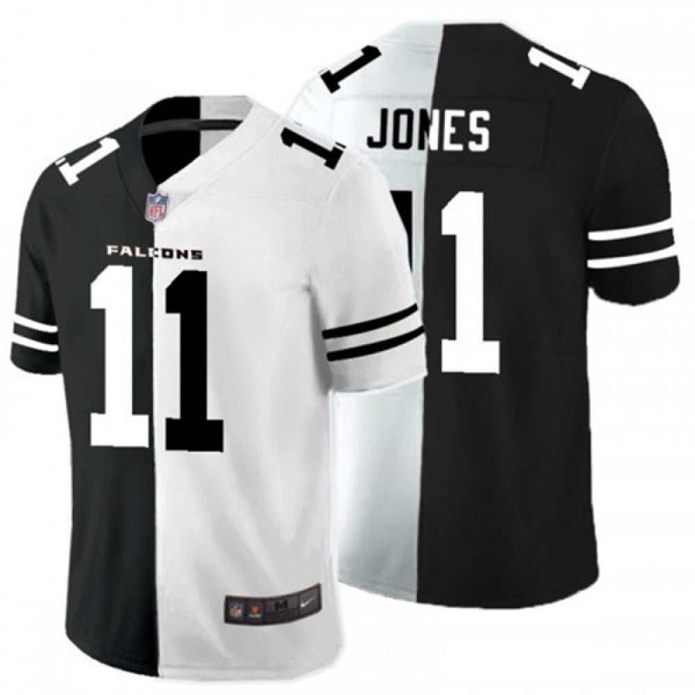 Men's Atlanta Falcons #11 Julio Jones Black And White Split Limited Stitched Jersey 