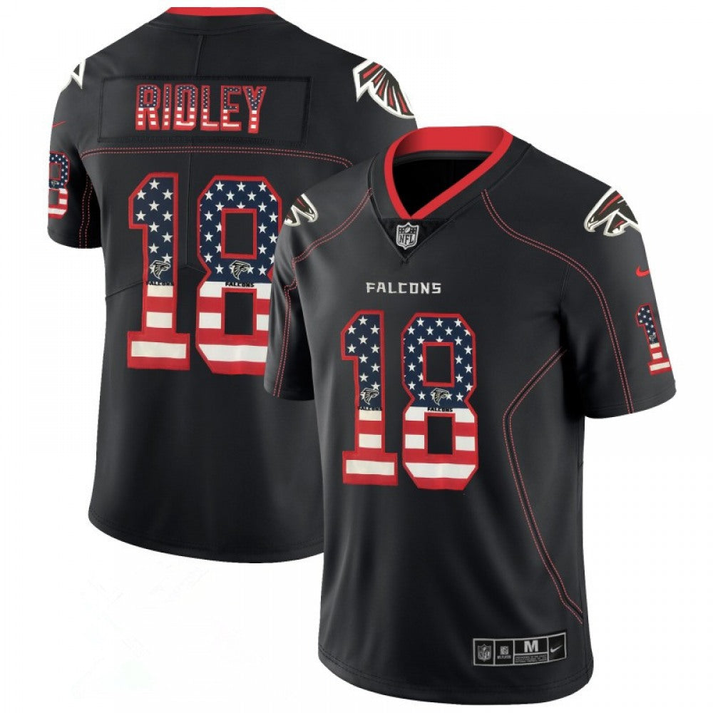 Men's Atlanta Falcons #18 Calvin Ridley Black 2018 USA Flag Fashion Color Rush NFL Limited Stitched Jersey 