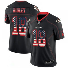 Men's Atlanta Falcons #18 Calvin Ridley Black 2018 USA Flag Fashion Color Rush NFL Limited Stitched Jersey 