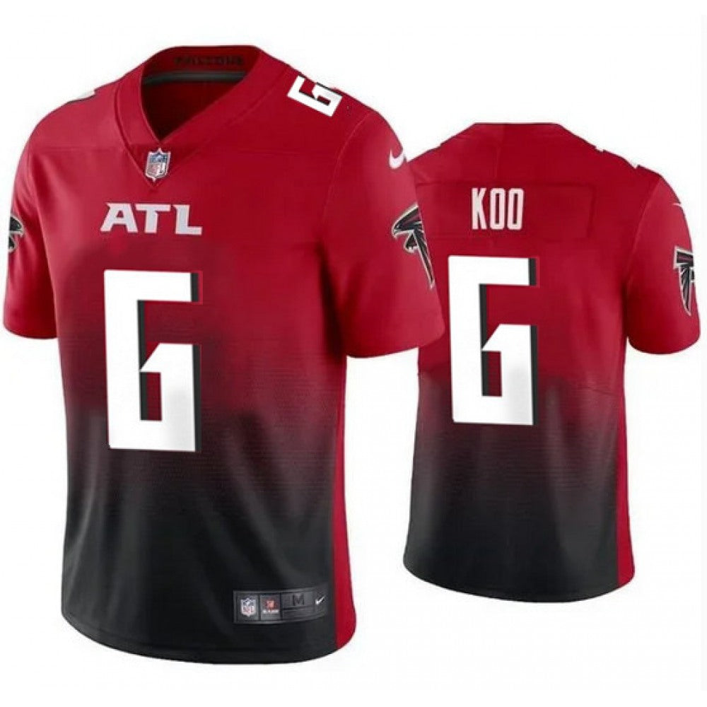 Men's Atlanta Falcons #6 Younghoe Koo New Black/Red Vapor Untouchable Limited Stitched Jersey 