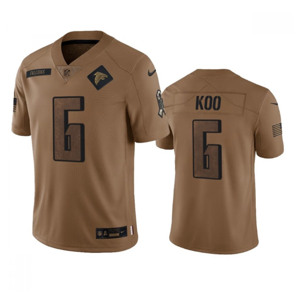 Men's Atlanta Falcons #6 Younghoe Koo 2023 Brown Salute To Setvice Limited Stitched Football Jersey 