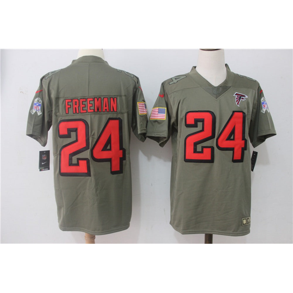 Men's Atlanta Falcons #24 Devonta Freeman Olive Salute To Service Limited Stitched NFL Jersey 