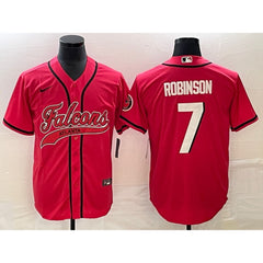 Men's Atlanta Falcons #7 Bijan Robinson Red With Patch Cool Base Stitched Baseball Jersey 