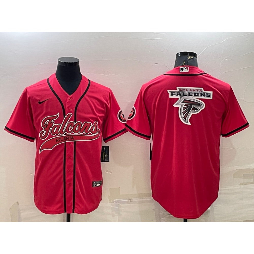 Men's Atlanta Falcons Red Team Big Logo With Patch Cool Base Stitched Baseball Jersey 
