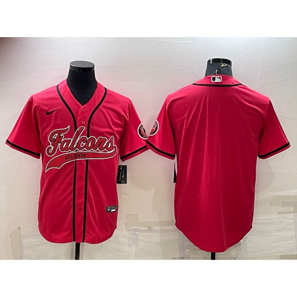 Men's Atlanta Falcons Blank Red With Patch Cool Base Stitched Baseball Jersey 