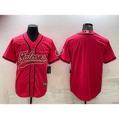 Men's Atlanta Falcons Blank Red With Patch Cool Base Stitched Baseball Jersey 