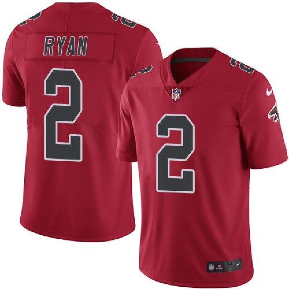 Falcons #2 Matt Ryan Red Men's Stitched NFL Limited Rush Jersey 