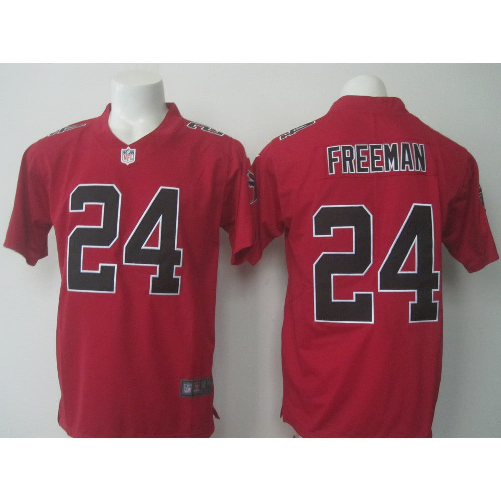Men's Falcons #24 Devonta Freeman Red Limited Rush Stitched NFL Jersey 