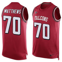 Falcons #70 Jake Matthews Red Team Color Men's Stitched NFL Limited Tank Top Jersey 