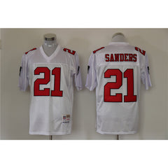 Men's Atlanta Falcons #21 Deion Sanders White Mitchell & Ness Stitched Jersey 