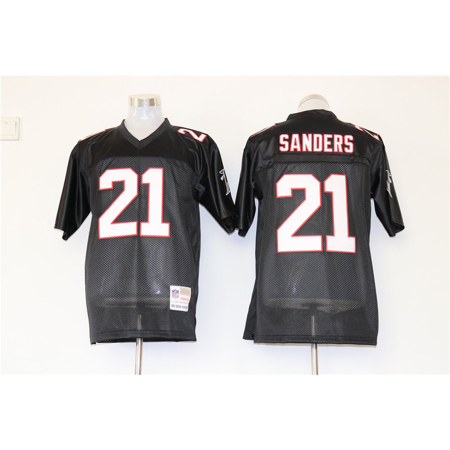 Mitchell And Ness Falcons #21 Deion Sanders Black Stitched Throwback NFL Jersey 