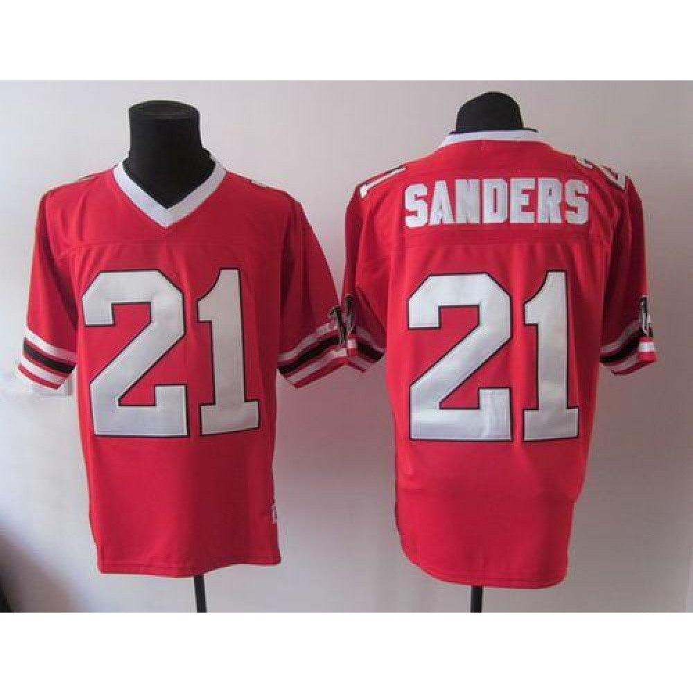 1992 Mitchell And Ness Falcons #21 Deion Sanders Red Throwback Stitched NFL Jersey 