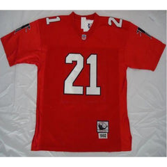 Mitchell And Ness Falcons #21 Deion Sanders Red Throwback Stitched NFL Jersey 