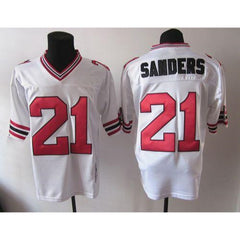 1992 Mitchell And Ness Falcons #21 Deion Sanders White Throwback Stitched NFL Jersey 