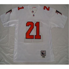 Mitchell And Ness Falcons #21 Deion Sanders White Throwback Stitched NFL Jersey 