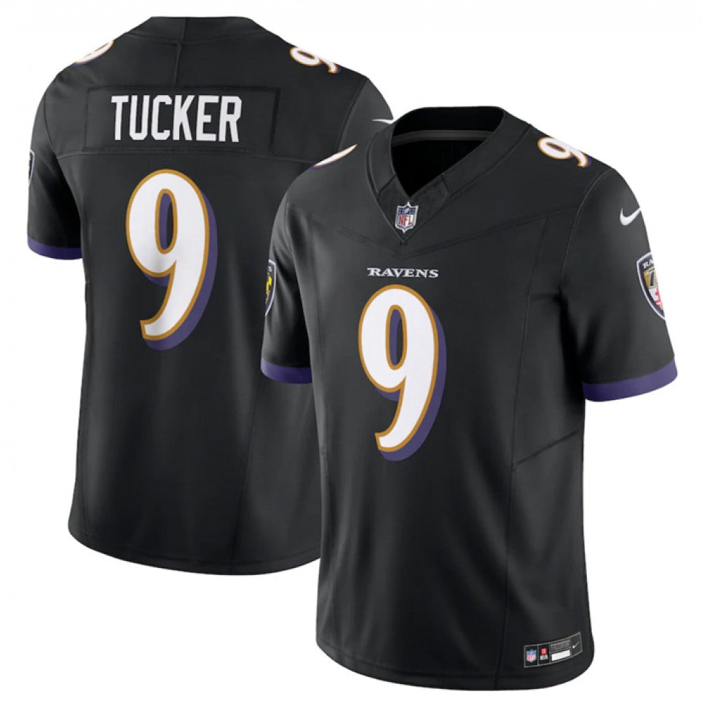 Men's Baltimore Ravens #9 Justin Tucker Black 2023 F.U.S.E Vapor Jersey 