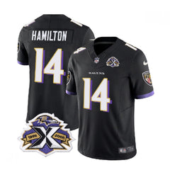 Men's Baltimore Ravens #14 Kyle Hamilton Black 2023 F.U.S.E With Patch Throwback Vapor Limited Jersey 