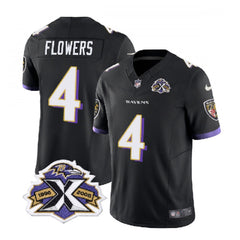 Men's Baltimore Ravens #4 Zay Flowers Black 2023 F.U.S.E With Patch Throwback Vapor Limited Jersey 