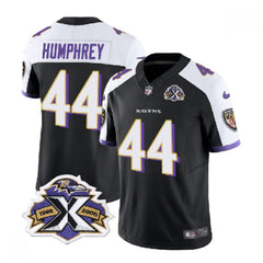 Men's Baltimore Ravens #44 Marlon Humphrey Black/White 2023 F.U.S.E With Patch Throwback Vapor Limited Jersey 
