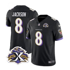 Men's Baltimore Ravens #8 Lamar Jackson Black 2023 F.U.S.E With Patch Throwback Vapor Limited Jersey 