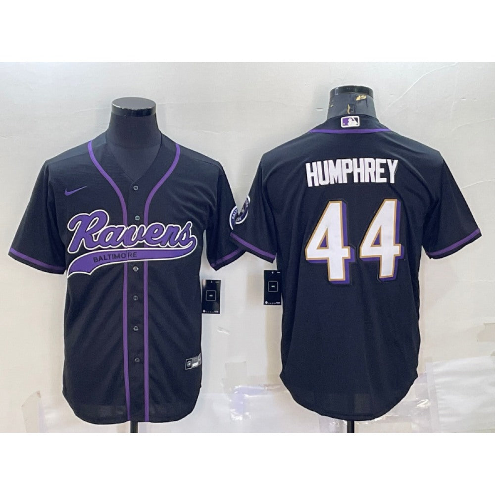 Men's Baltimore Ravens #44 Marlon Humphrey Black With Patch Cool Base Stitched Baseball Jersey 