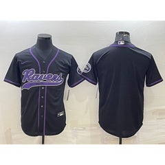 Men's Baltimore Ravens Blank Black With Patch Cool Base Stitched Baseball Jersey 