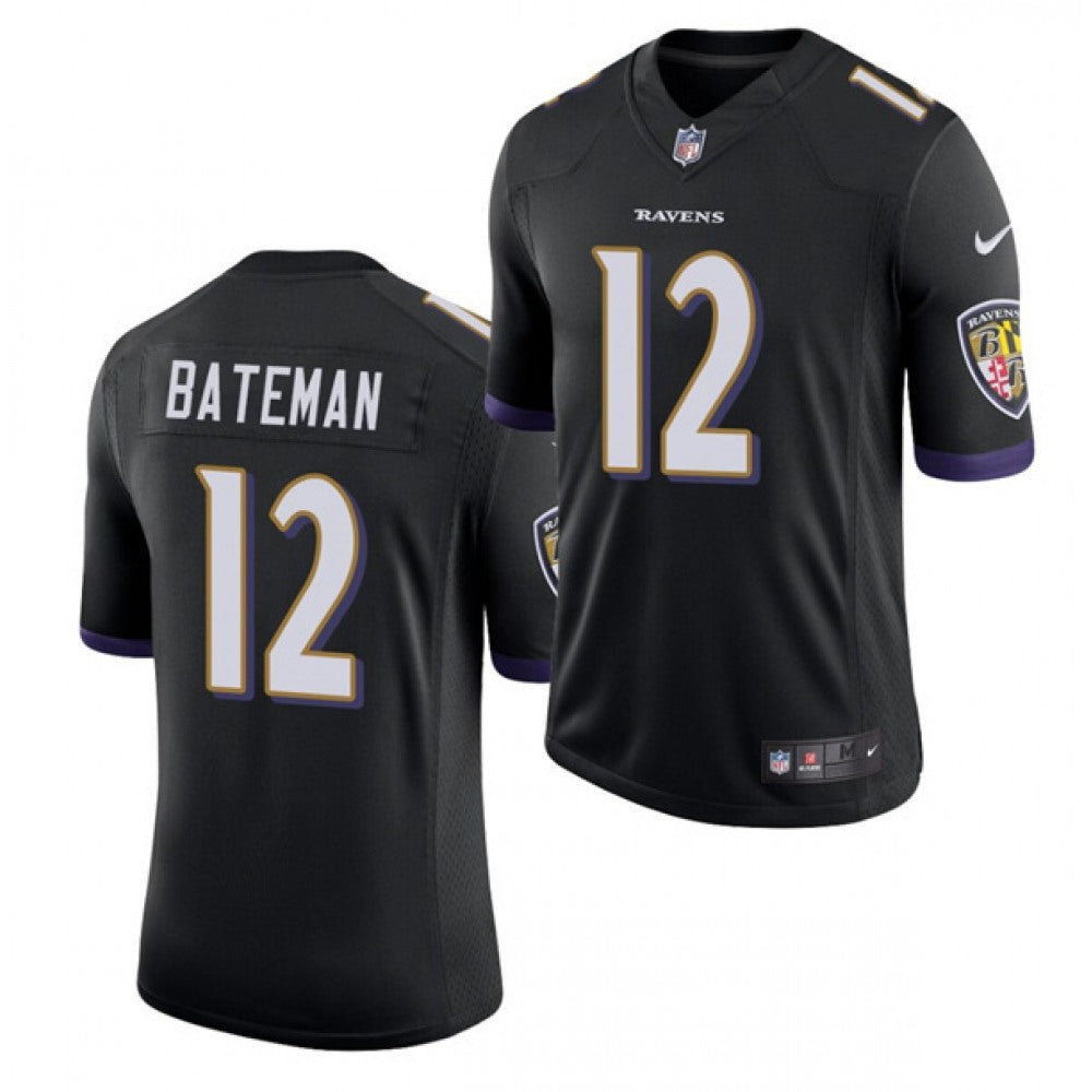 Men's Baltimore Ravens #12 Rashod Bateman Black 2021 Vapor Untouchable Limited Stitched Jersey 