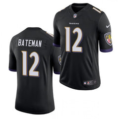 Men's Baltimore Ravens #12 Rashod Bateman Black 2021 Vapor Untouchable Limited Stitched Jersey 
