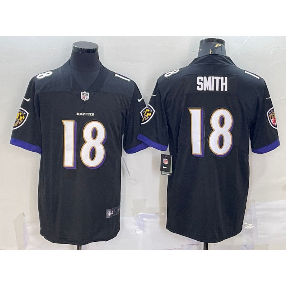Men's Baltimore Ravens #18 Roquan Smith Black Vapor Untouchable Limited Stitched Jersey 