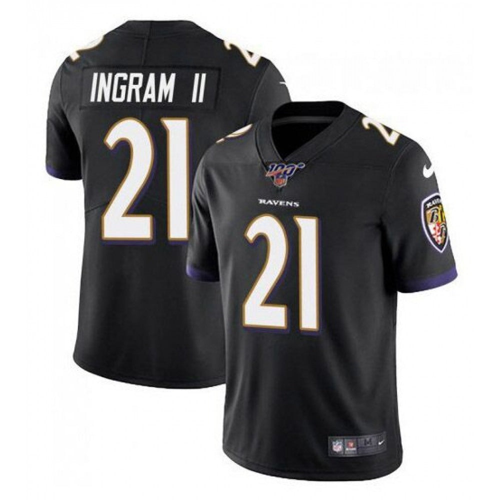 Men's Baltimore Ravens #21 Mark Ingram II Black 2019 100th Season Vapor Untouchable Limited NFL Jersey 