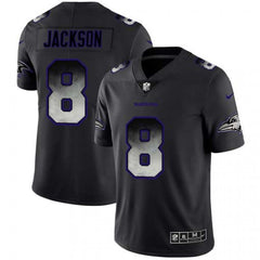 Men's Baltimore Ravens #8 Lamar Jackson Black 2019 Smoke Fashion Limited Stitched NFL Jersey 