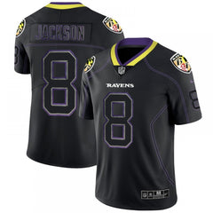 Men's Baltimore Ravens #8 Lamar Jackson Black 2018 Lights Out Color Rush Limited Stitched NFL Jersey 