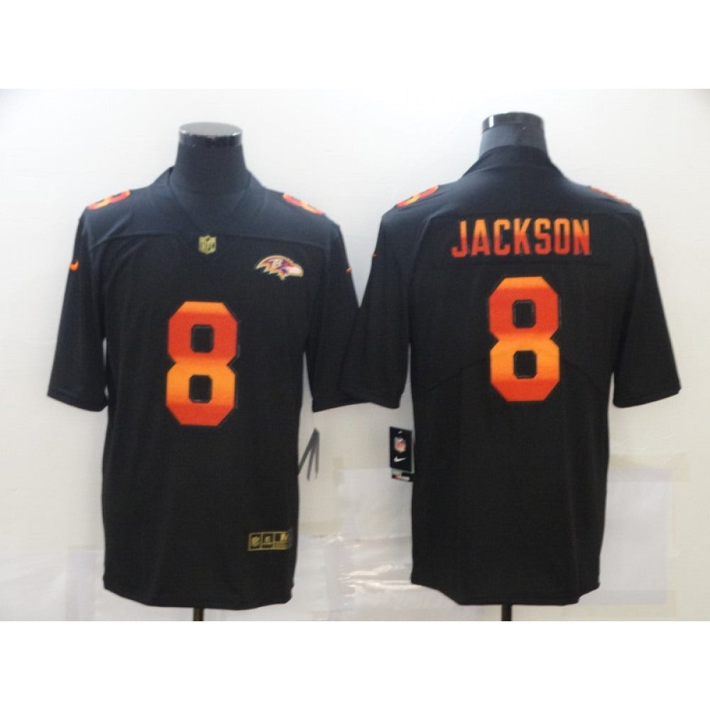 Men's Baltimore Ravens #8 Lamar Jackson 2020 Black Fashion Limited Stitched Jersey 