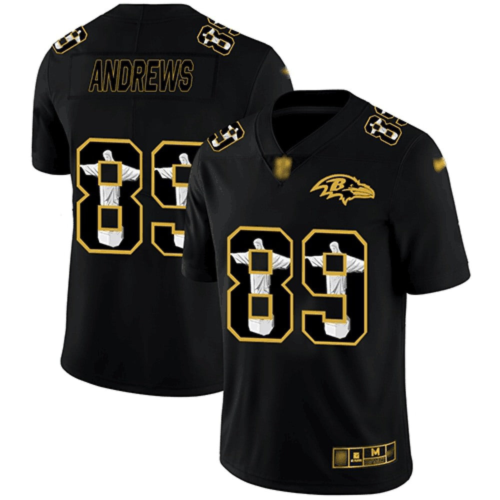 Men's Baltimore Ravens #89 Mark Andrews Black Jesus Faith Edition Stitched Limited Jersey 
