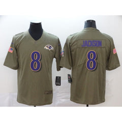 Men's Baltimore Ravens #8 Lamar Jackson Camo Salute To Service Stitched NFL Jersey 