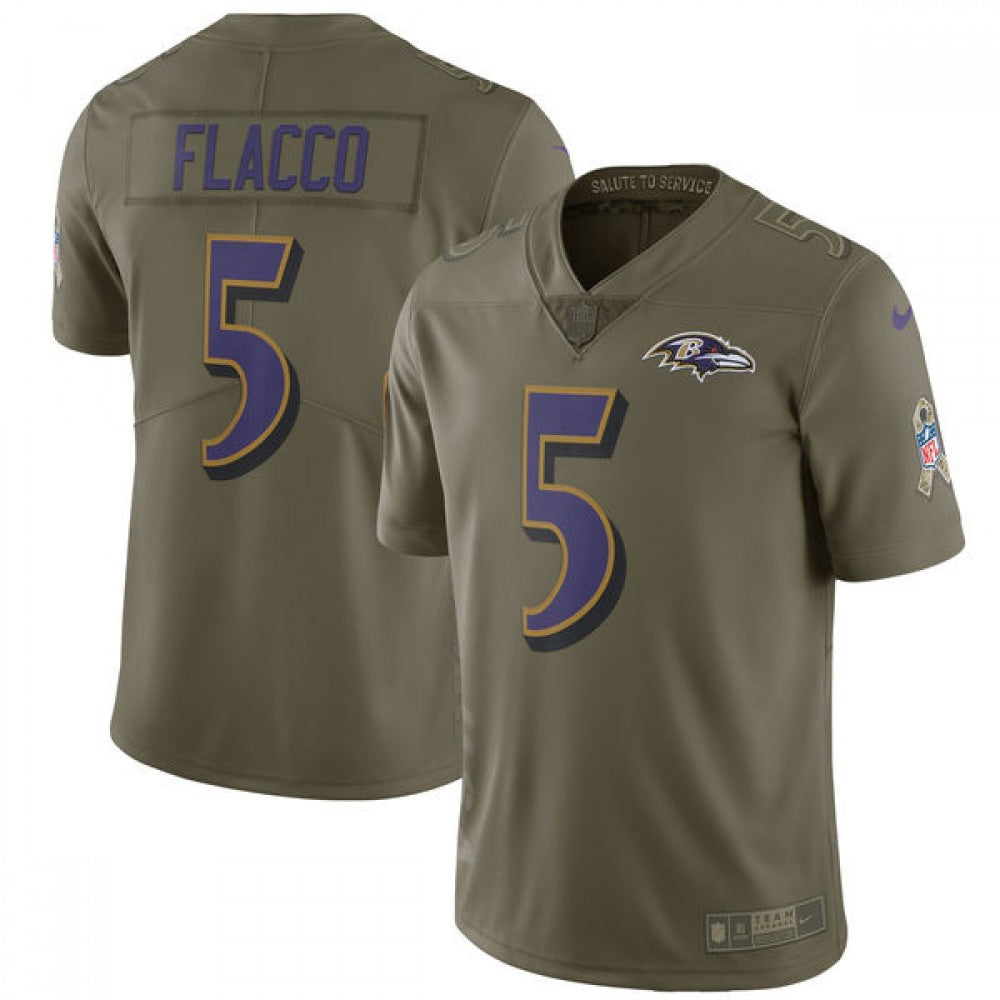 Men's Baltimore Ravens #5 Joe Flacco Olive Salute to Service Limited Stitched NFL Jersey 