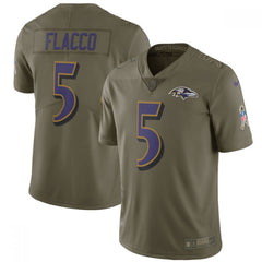 Men's Baltimore Ravens #5 Joe Flacco Olive Salute to Service Limited Stitched NFL Jersey 