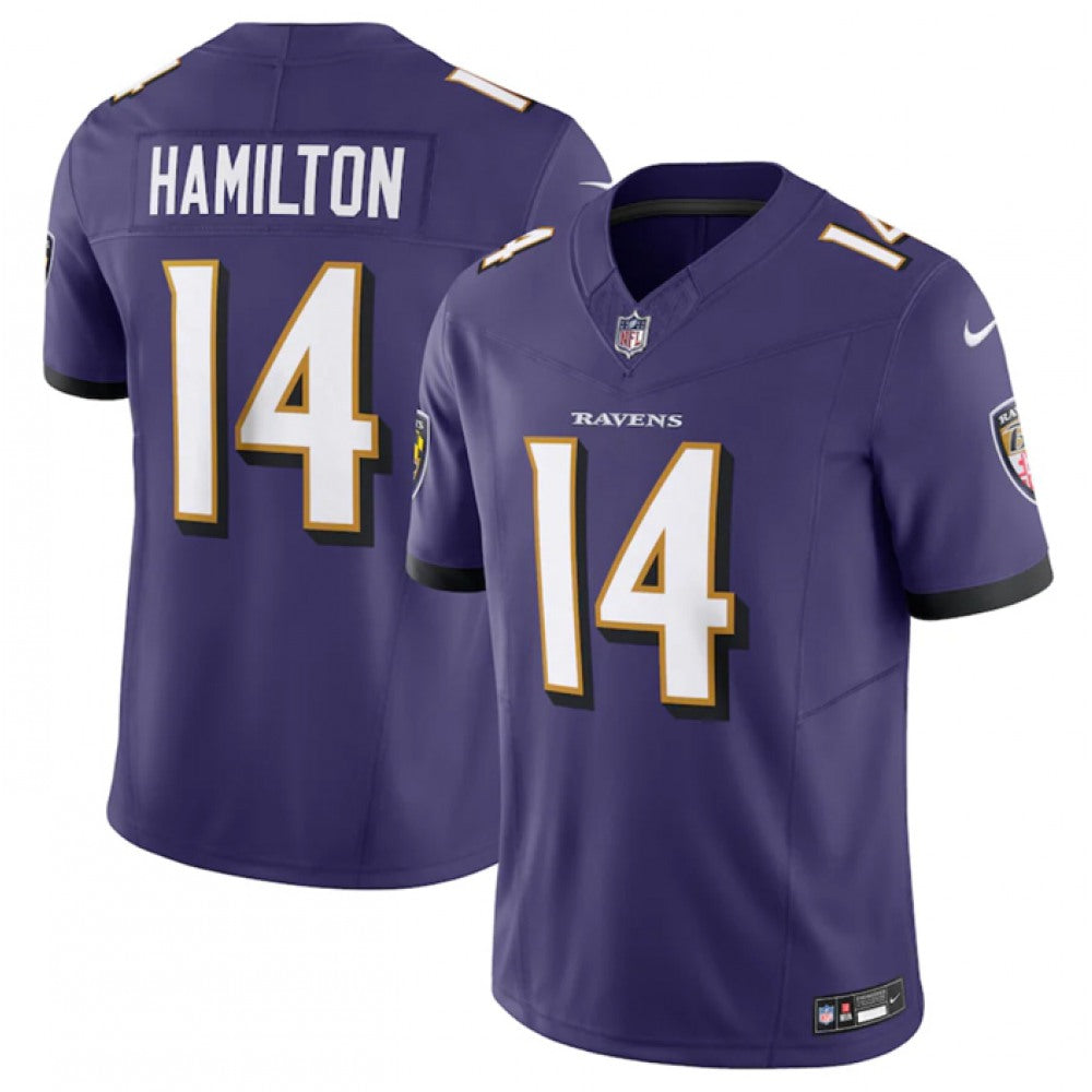 Men's Baltimore Ravens #14 Kyle Hamilton Purple 2023 F.U.S.E Vapor Jersey 