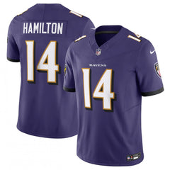 Men's Baltimore Ravens #14 Kyle Hamilton Purple 2023 F.U.S.E Vapor Jersey 